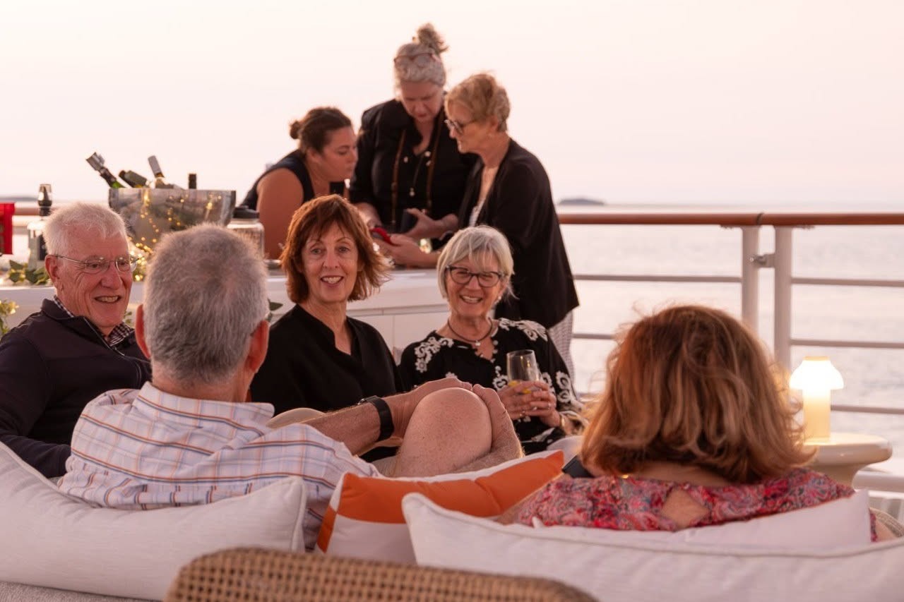 Relaxed social spaces aboard Paspaley Pearl