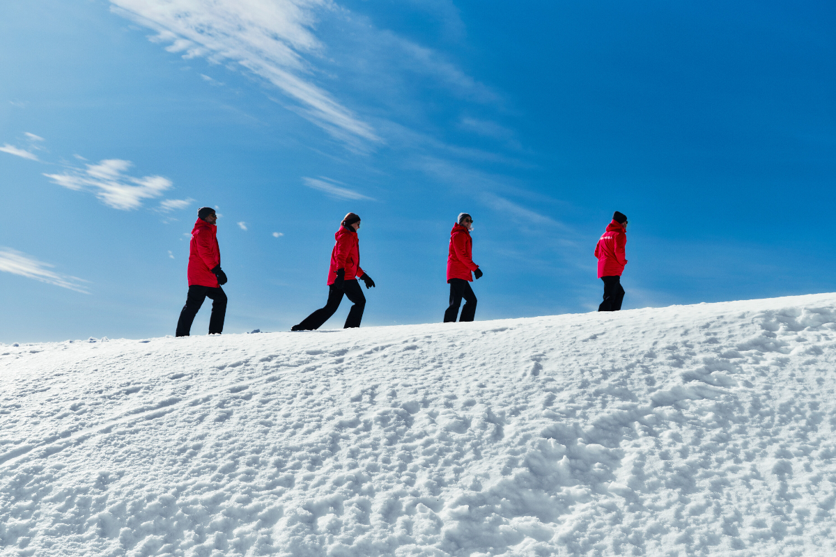 Expedition Hiking Group In Antarctica Silversea