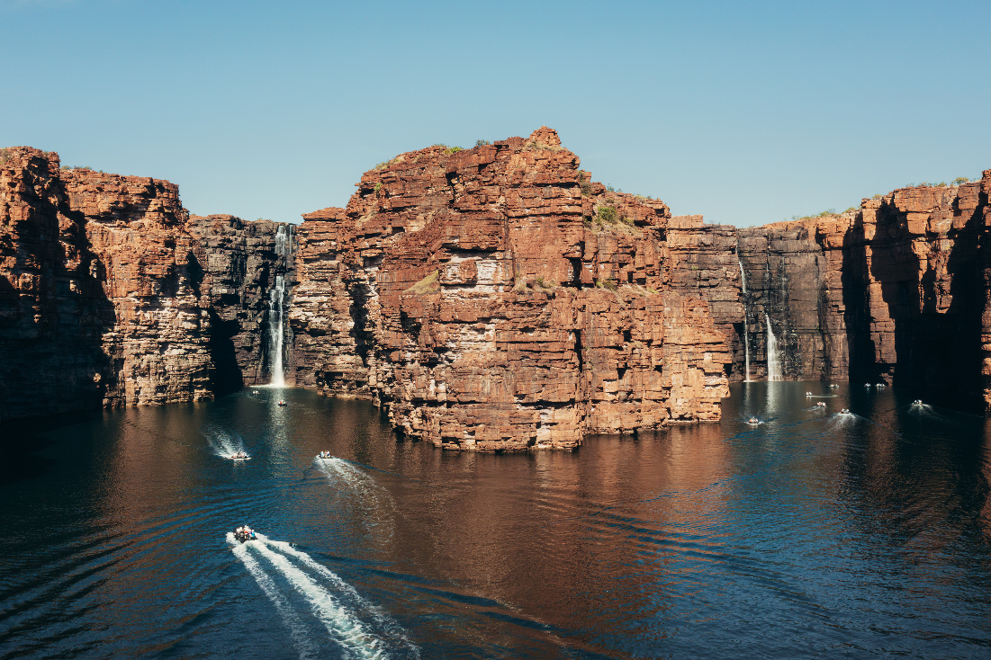 SSC Koolama Bay 0265 Silversea Zodiacs Cruising In Koolama Bay King George Falls Kimberley Australia. 2769