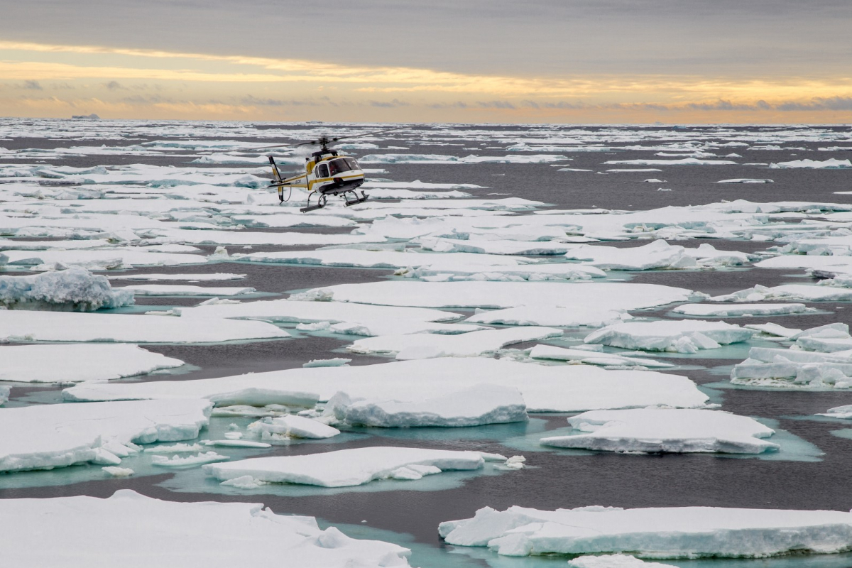 Helicopter Over Ice