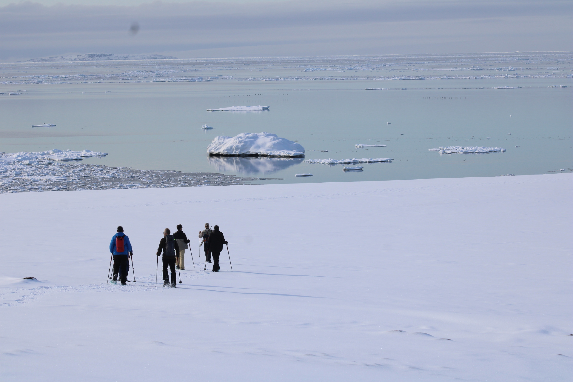 Snowshoeing during an early-season Svalbard expedition